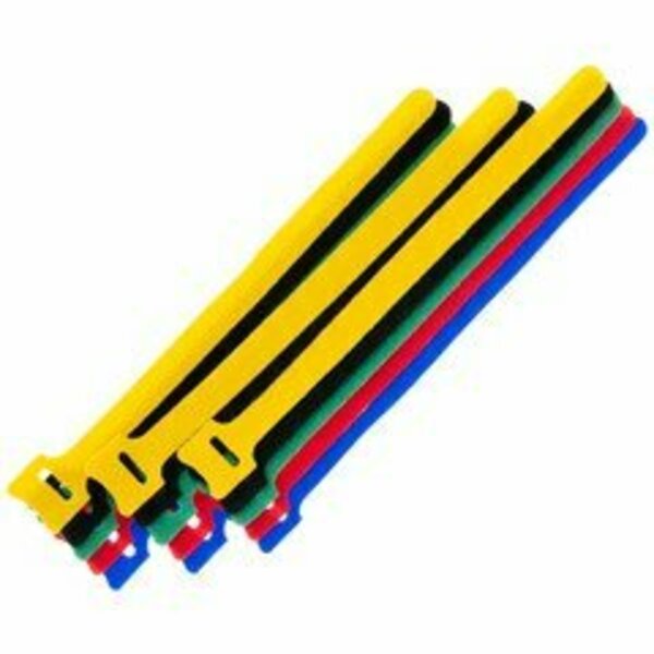 Swe-Tech 3C Hook and Loop Cable Tie, 8 inch, Assortment Red, Blue, Green, Yellow, Black, 15PK FWT30CT-10080